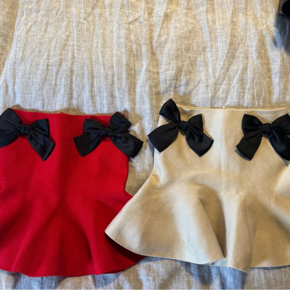 Red and Cream Skirts with Black Bows